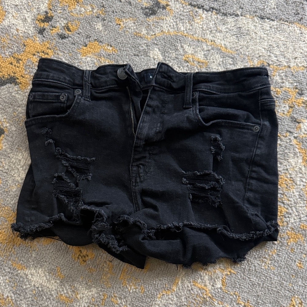 Aeropostale Black Ripped Jean Shorts